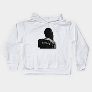 Woman turning her back, black and white illustration, classic Kids Hoodie